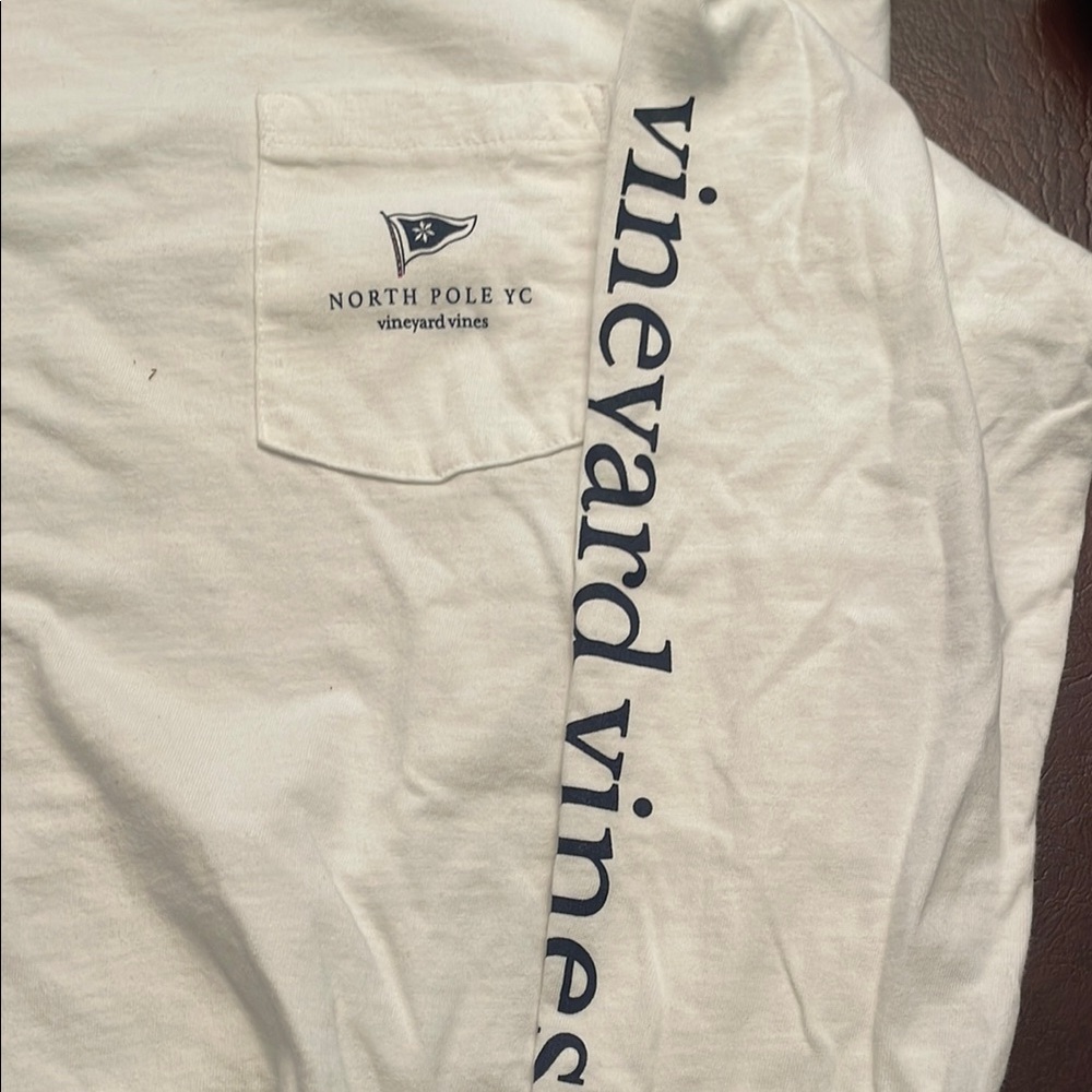 Vineyard Vines Boys North Pole YC  Santa White Long Sleeve Tee
